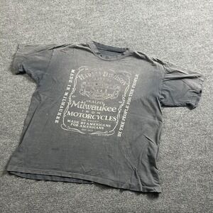 Vintage Harley-Davidson Shirt Mens XL Gray Milwaukee Iron Motorcycle Graphic 80s